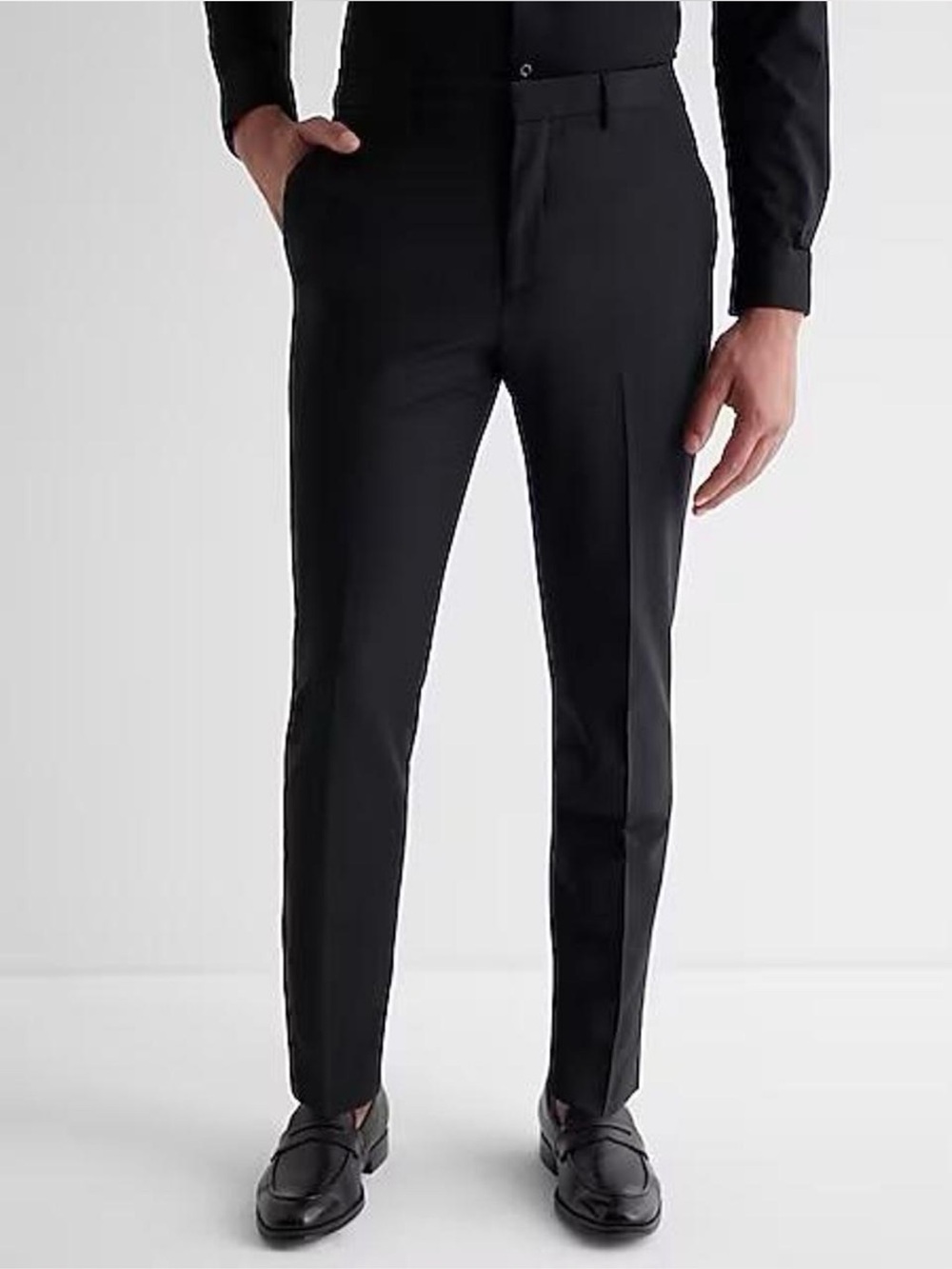 Express Men’s W32 L31 Extra Slim Black Wool-Blend Washable Modern Tech Suit Pant